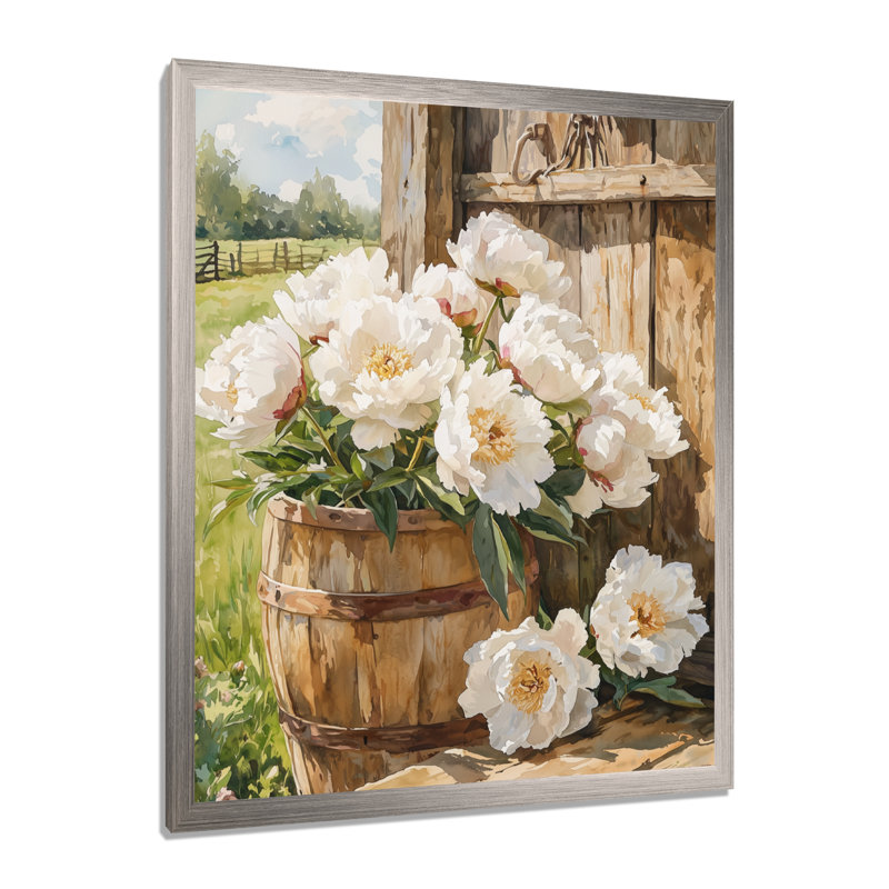 Bartlette - Floral Wall Art, Argent argent, H 40 po x l 30 po, Reproduction encadrée d'une seule photo