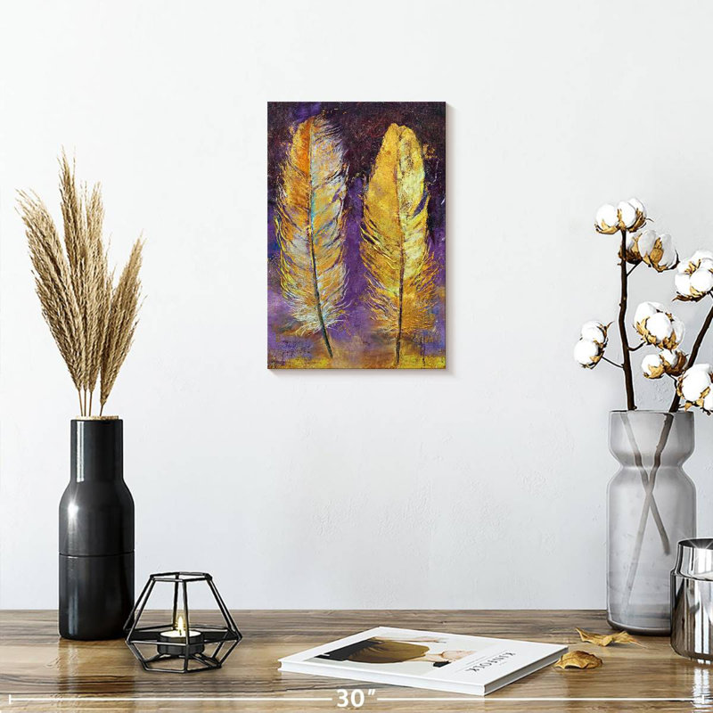 Kerner Gold Feathers, 12" H x 8" W