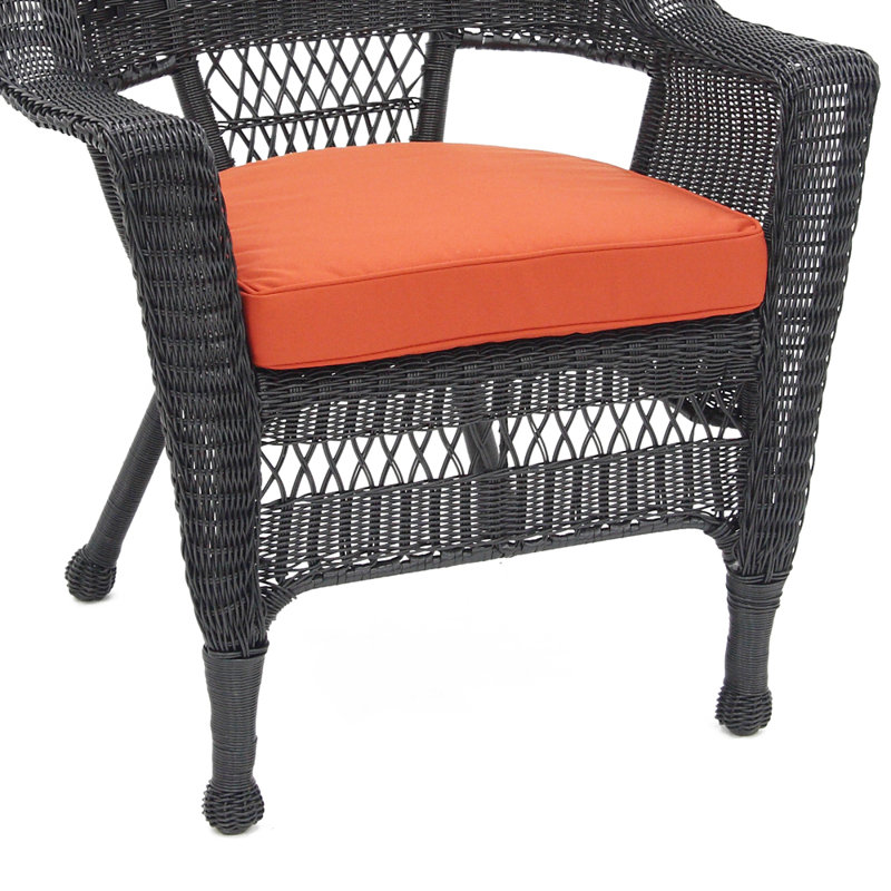 Chaise de patio avec coussins Arliss, Noir, Rouge-orange