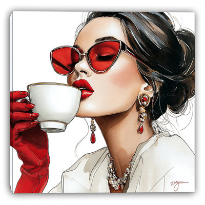 Art mural rétro sur toile rouge glam