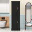 Armoire de rangement autoportante pour salle de bain avec tablettes réglables, dispositif anti-basculement et crochet latéral-1416480914