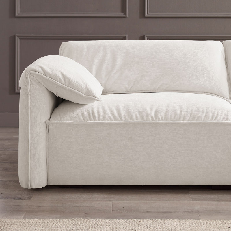 Louai 92.5'' Chenille Upholstered Sofa, Beige Polyester Twill