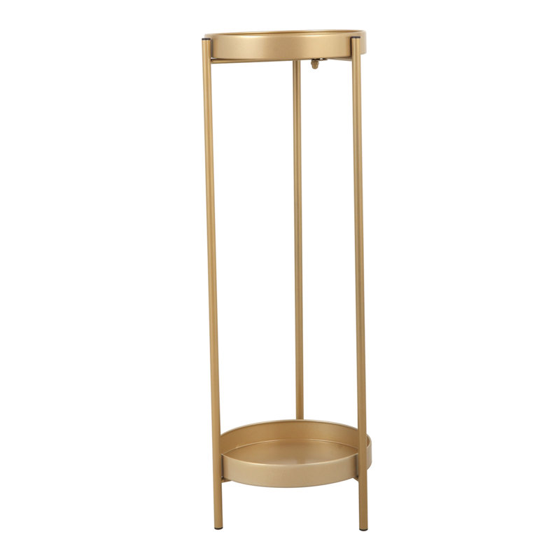 Support pour plante pliable moderne à 2 niveaux avec 2 plateaux ronds pour l'intérieur et l'extérieur