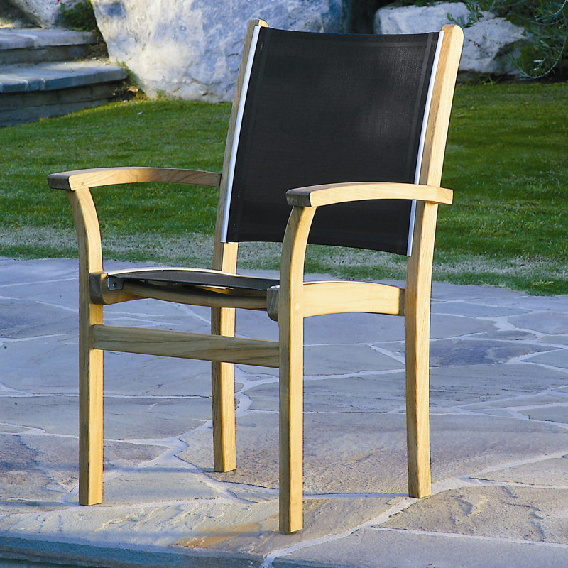 St. Tropez Stacking Teak Patio Dining Chair, Slate