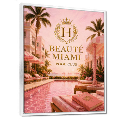 Club de piscine de Miami - Décoration murale glamour sur toile