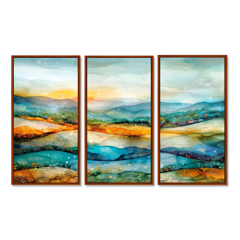 «Whispers In The Wind Abstract Prairies II», Reproduction avec cadre flottant, Brown, H 32 po x l 48 po
