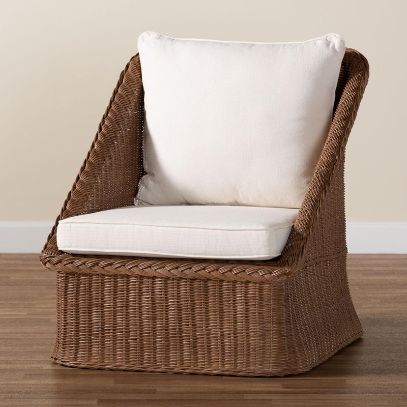 Bali & Pari Derris Bohemian Peanut Brown Braided Rattan Arm Chair