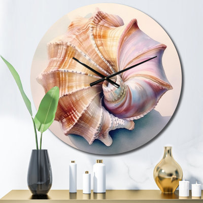 Horloge murale en métal Coastal Seashell II