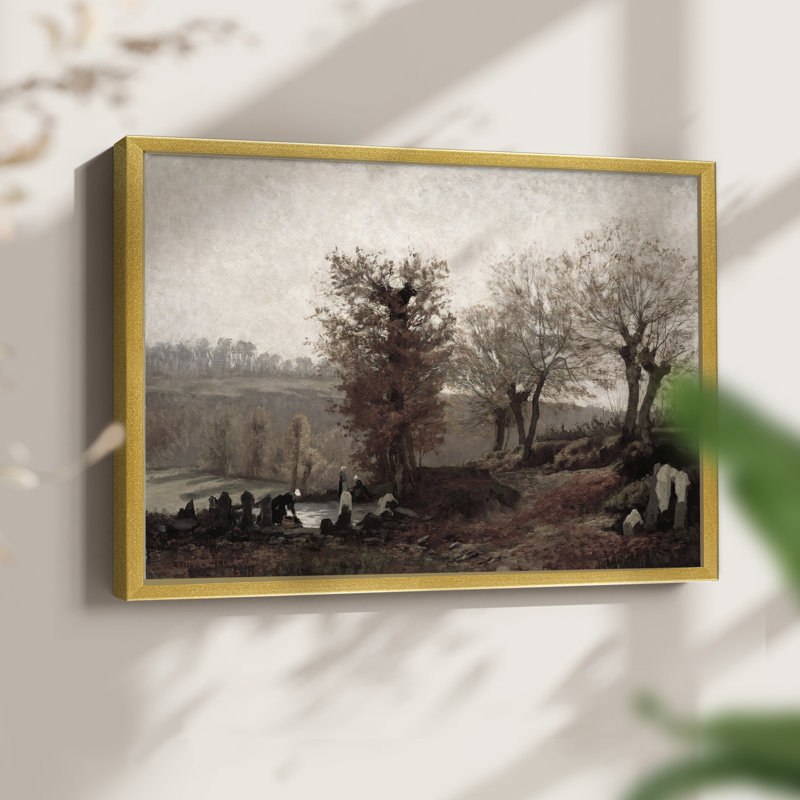 Paysages rétro-CCLII - reproduction encadrée, H 22 po x l 28 po, Doré