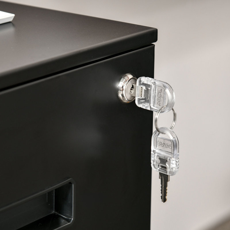 Bilski 39cm Wide 2 -Drawer Mobile File Cabinet, Black