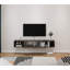 Meuble télé flottant 58 po avec accents dorés et console murale grise pour téléviseur de 50 à 60 po-660972788