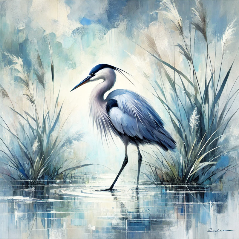 Impression sur toile Elegant Blue Heron, H 30 po x l 30 po x P 1,5 po