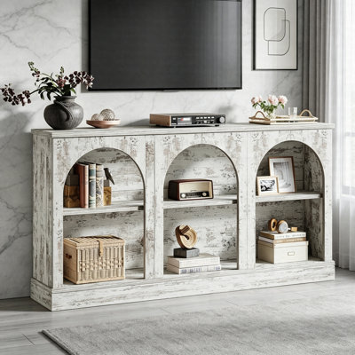 Meuble télé 62,99 po avec armoires de rangement, console média pour téléviseur de 65 po ou moins, meuble audio-vidéo rustique