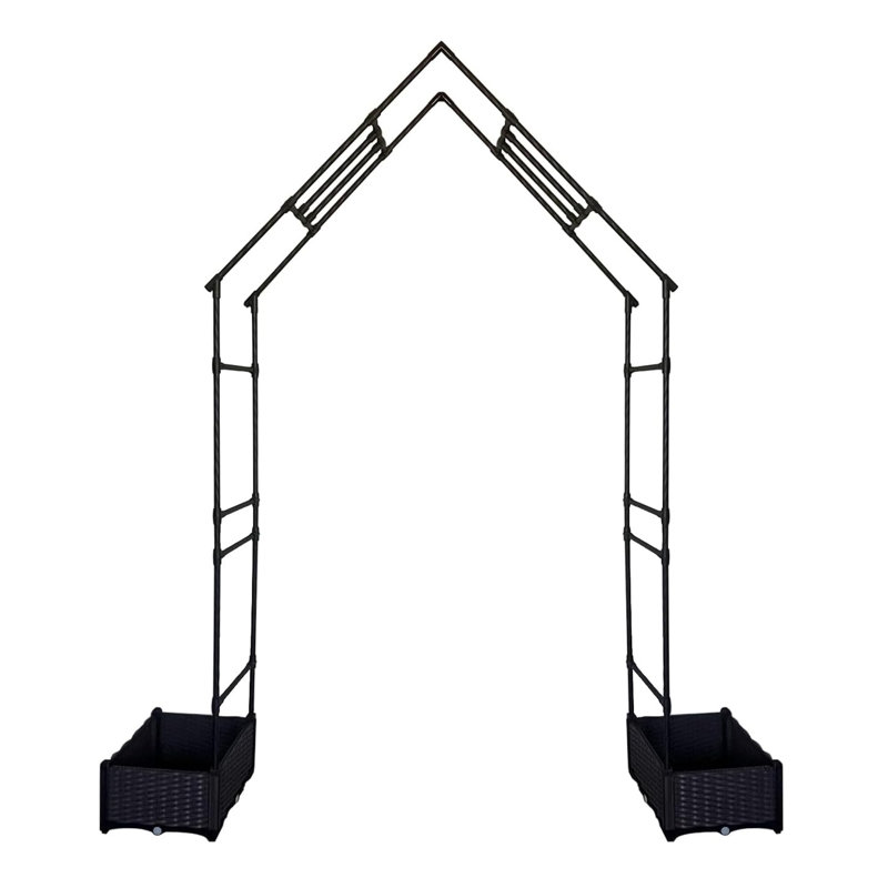 Treillis de jardin en métal avec 2 jardinières, tonnelle de 94 po de hauteur pour plantes grimpantes, arche de mariage pour patio de jardin