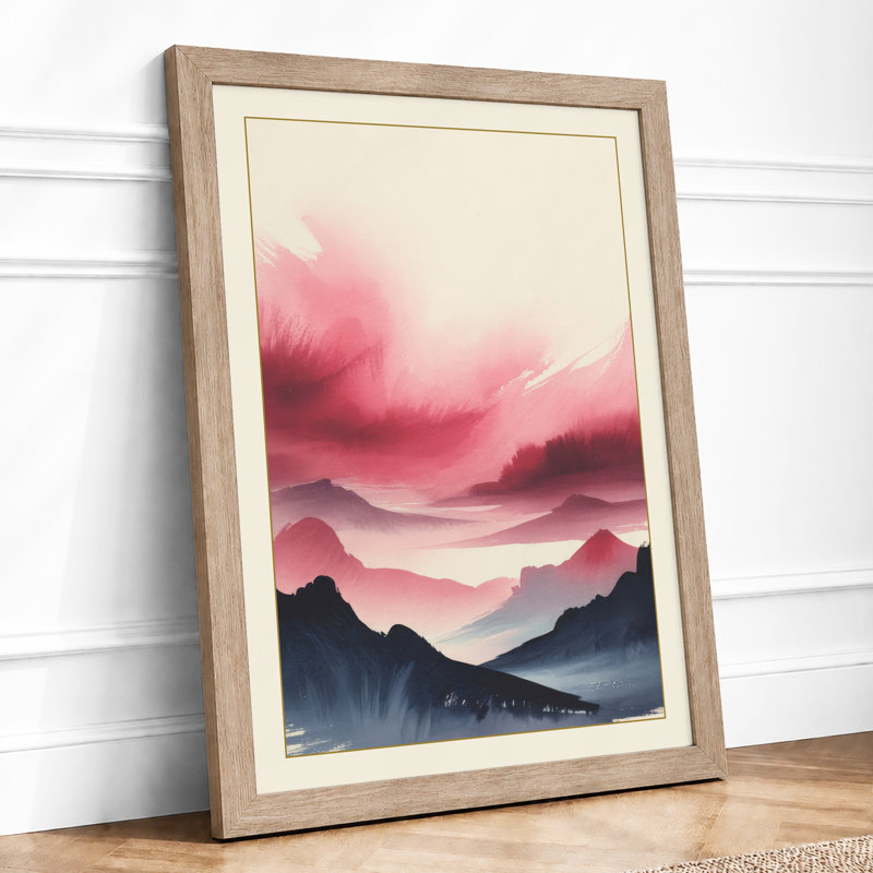 Mountains At Dawn Minimalist - Print, A1 - 84.1 x 59.4 cm, Oak