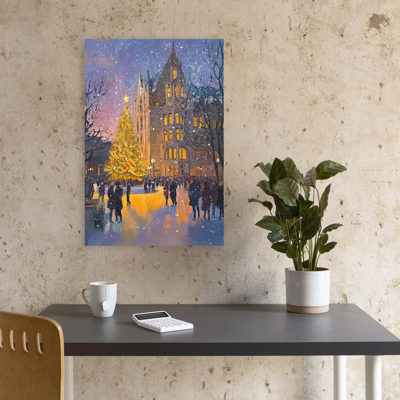 Brightchristmascityno02, impression d'art romantique de Noël abstrait, 18" H x 12" W