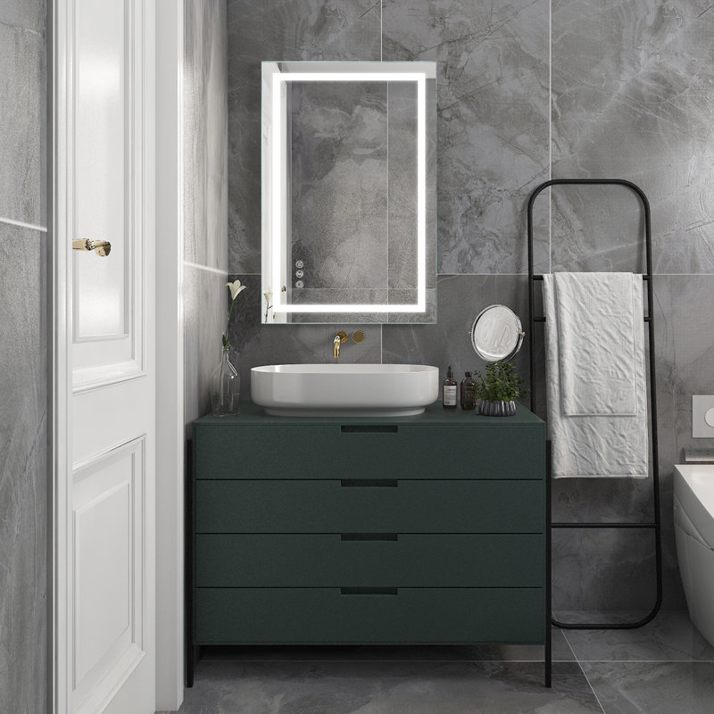 Miroir de salle de bain mural anti-buée à DEL 40 po x H 24 po Nathen, 36 po x 24 po
