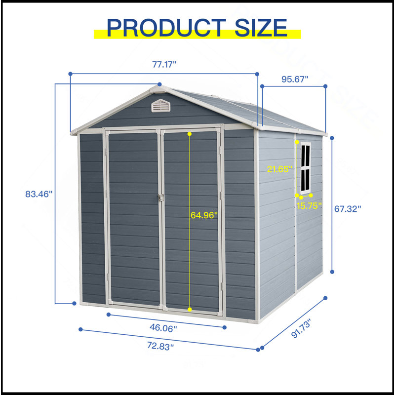 Remise de rangement extérieure en résine 6X8pi - pour ranger les meubles de patio, gris, Gris
