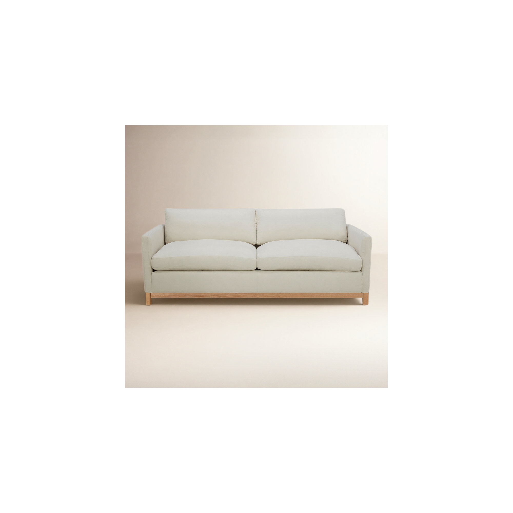 Liz 85" Upholstered Sofa, Natural Wood, Flannigan Cotton Tweed Linen, 32.28"H x 101.97"W x 39.37"D