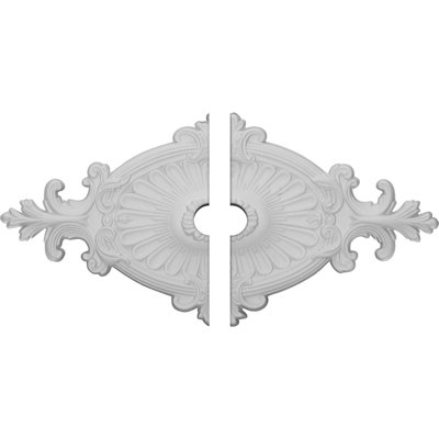 Endurathane Quentin Ceiling Medallion, 23 1/2"W x 12 1/4"H x 3 1/2"ID x 1 1/2"P (Fits Canopies up to 3 1/2"), Two Piece, Factory Primed