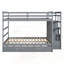 Lit superposé double au-dessus de double avec gigogne simple, escalier à 4 tiroirs et structure en pin massif, aucun sommier nécessaire, gris-139636209
