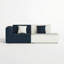 Canapé 2 places moderne en tissu bleu marine et blanc pour le salon
