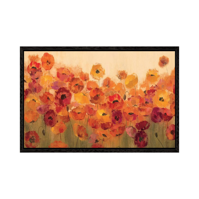 Summer Poppies II by Silvia Vassileva - Wrapped Canvas Painting, Black Floater Framed, 152.5 cm H x 101.5 cm W