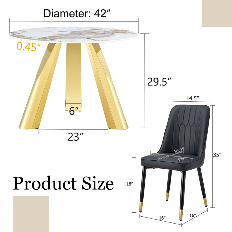 Marble Dining Table Set, 5, Black