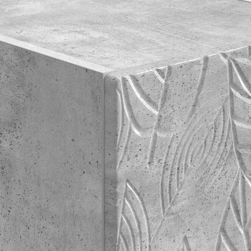 43cm W Composite Bedside Table, Concrete Grey