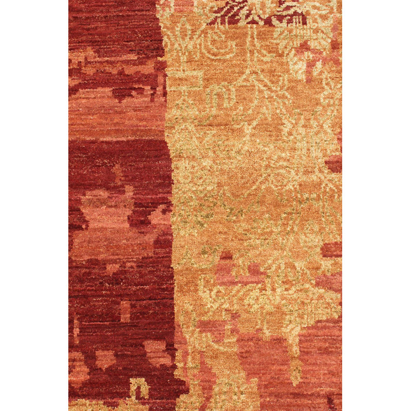 Erased Look One-of-a-Kind 6' x 8'11" Rectangle Cotton Area Rug in Red
