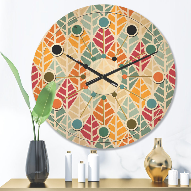 Horloge murale en bois Diamond Retro X - Mid-Century, Petit