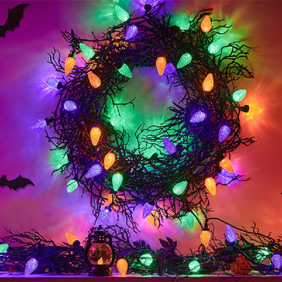 114FT Halloween Icicle Lights,With Timer And 8 Modes,Waterproof,Multicoloured