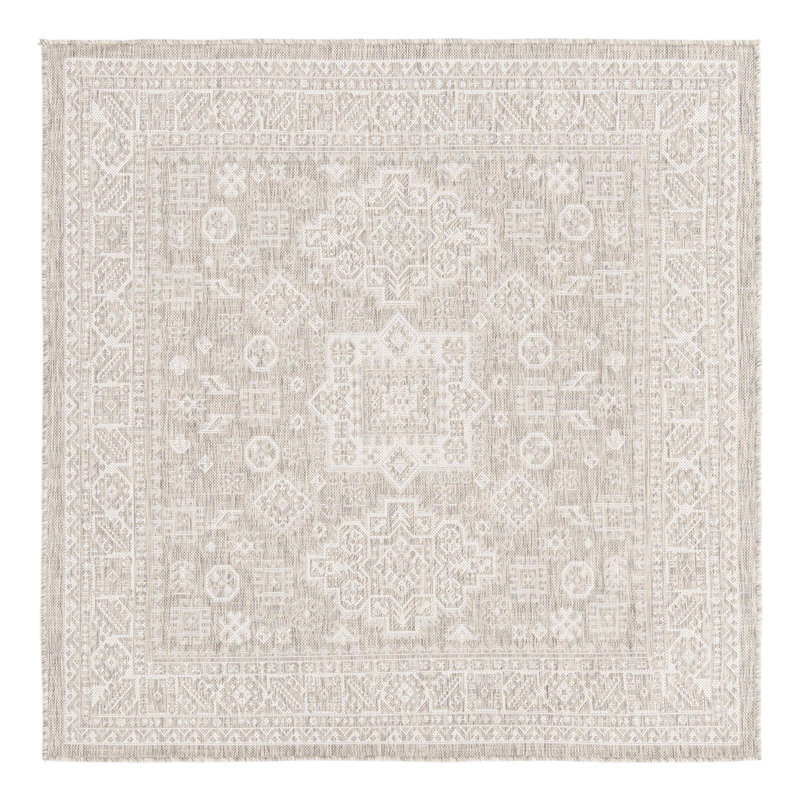 Tapis intérieur / extérieur beige Danera, Carré 5 pi 3 po