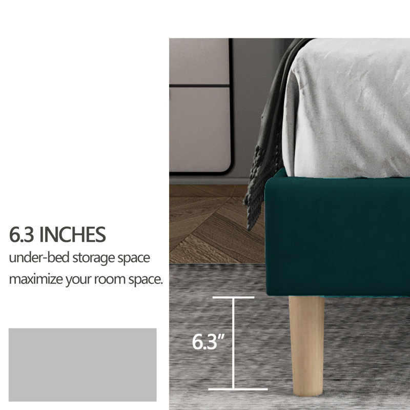 Upholstered Wingback Bed, King, Green