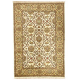 Hand Knotted Wool Area Rug in Cream And Gold