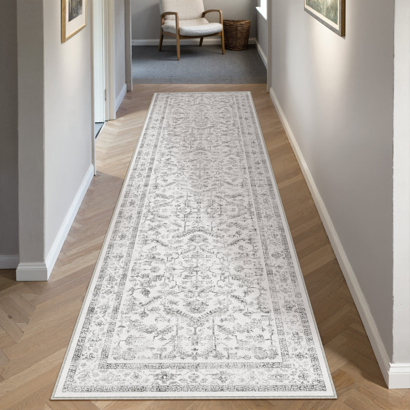Lorena Vintage Gray Machine Woven Area Rug, Runner 2'3" x 7'6"