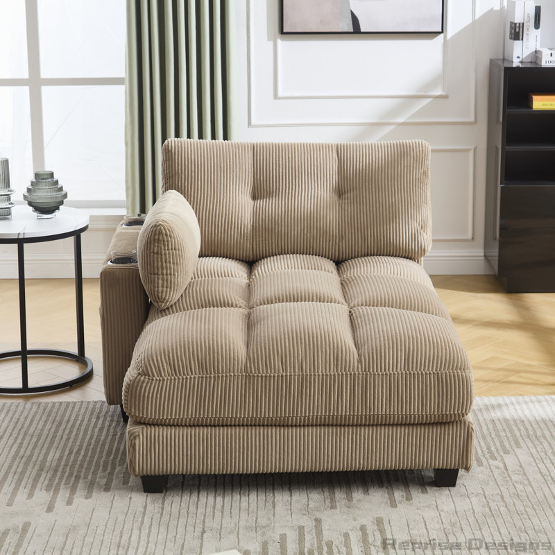 Oversized Chaise Lounge Chair, Khaki
