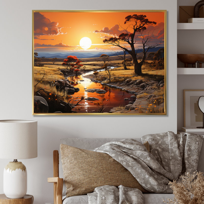 «Australie Outback Wonder I», reproduction d'art sur toile, H 30 po x l 40 po x P 1,5 po, Cadre flottant doré