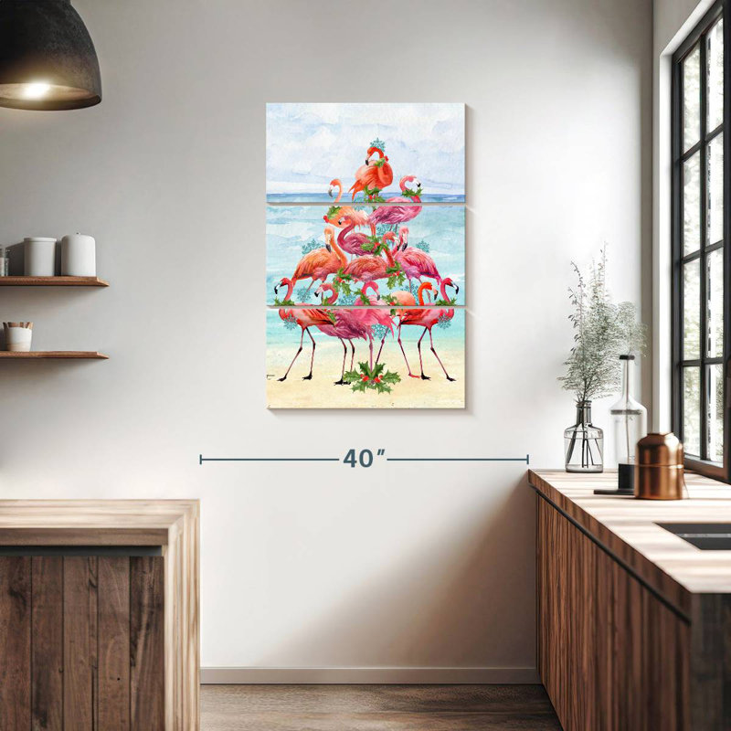 Brampt Coastal Christmas Flamingos II, 38" H x 24" W