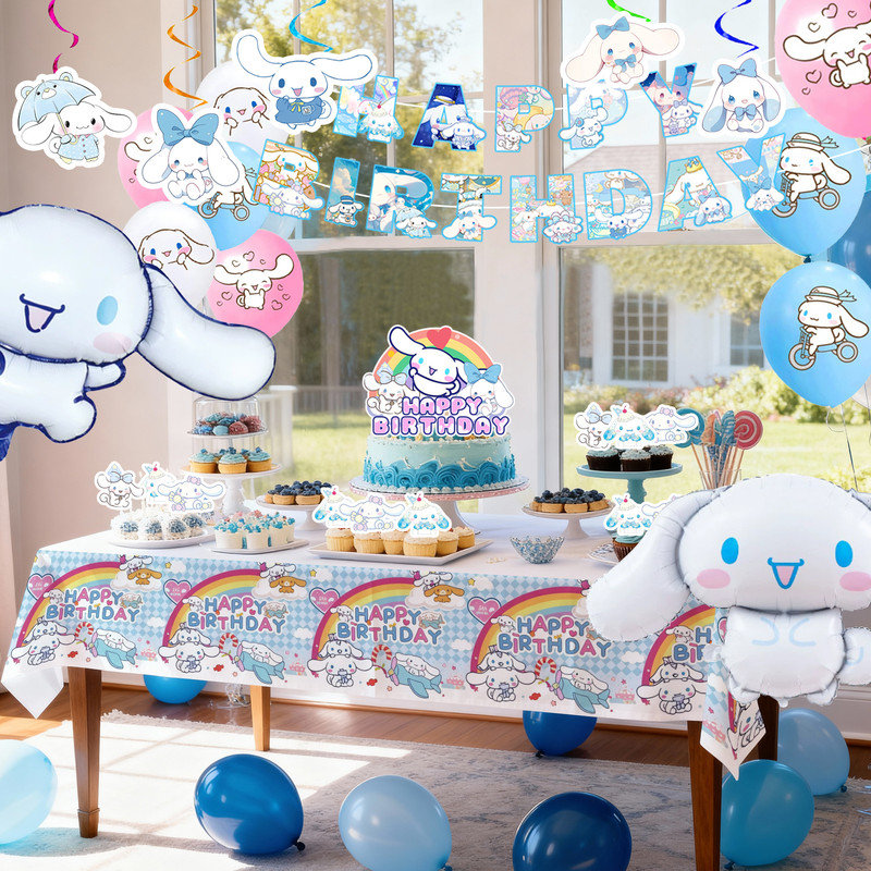 Articles de fête d'anniversaire Cinnamoroll, ensemble de décorations de fête Cinnamoroll 35 pièces