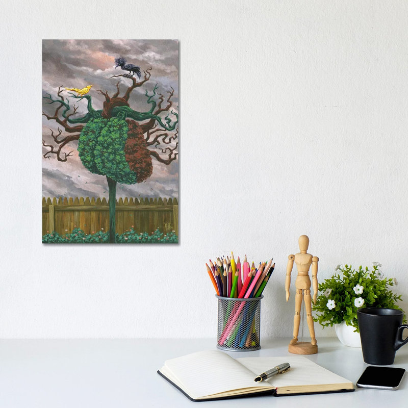 Song Bird And Crow by Martin Hsu - Print on Canvas, Wrapped Canvas, 20.32 cm H x 30.48 cm W
