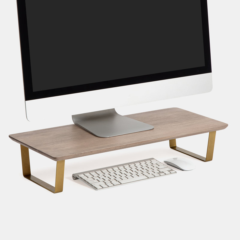 Giannah Solid Wood Monitor Stand, 24 Inches, Biscotti/Gold