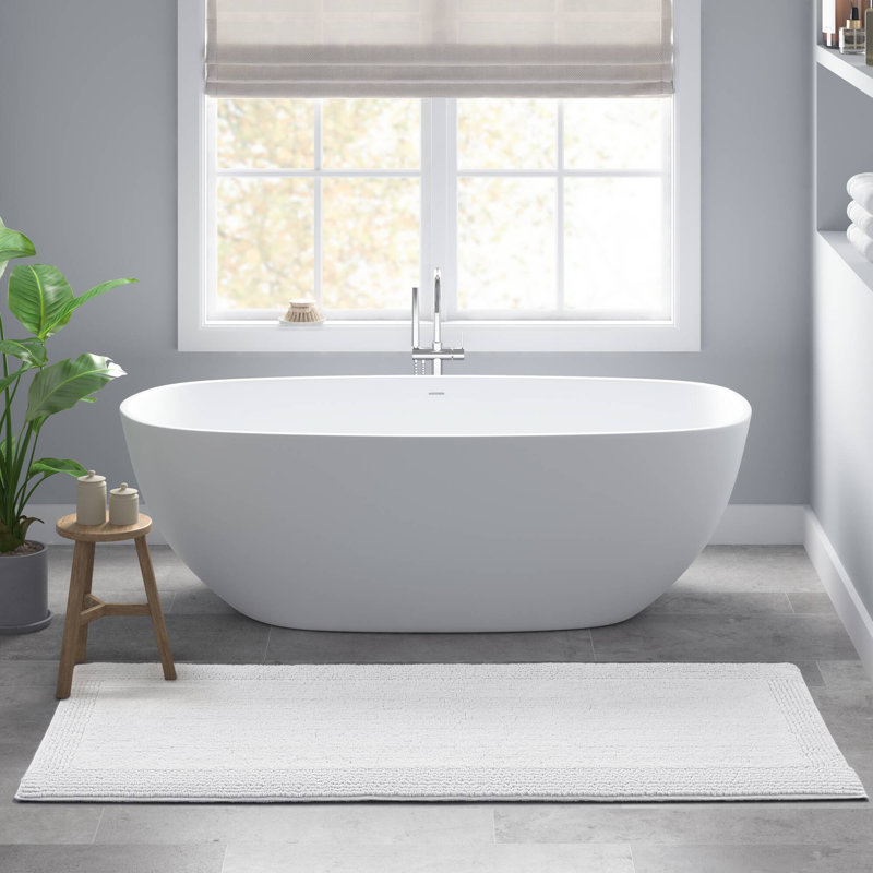 Splendor 100% Cotton Tufted 3000 GSM Reversible Bath Rug, White, 24" W x 72" L