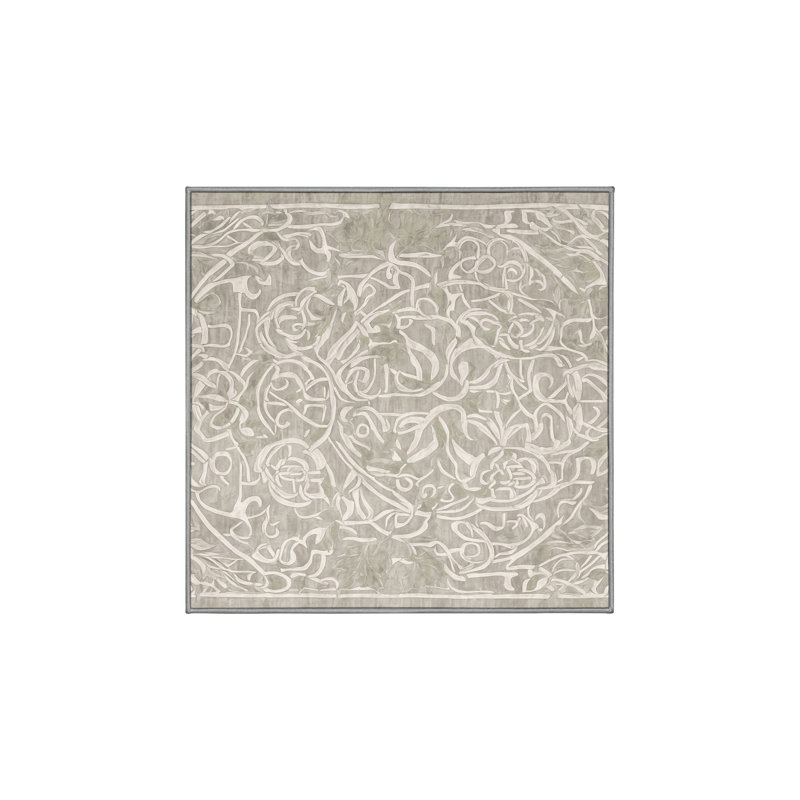 Machine Washable Gray Area Rug, Square 4'