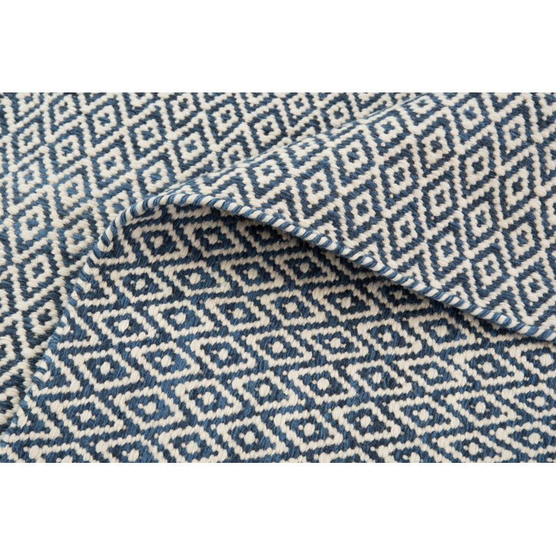 Tapis en laine tissé à plat à la main Sylvie, Rectangle 7 pi 6 po x 9 pi 6 po