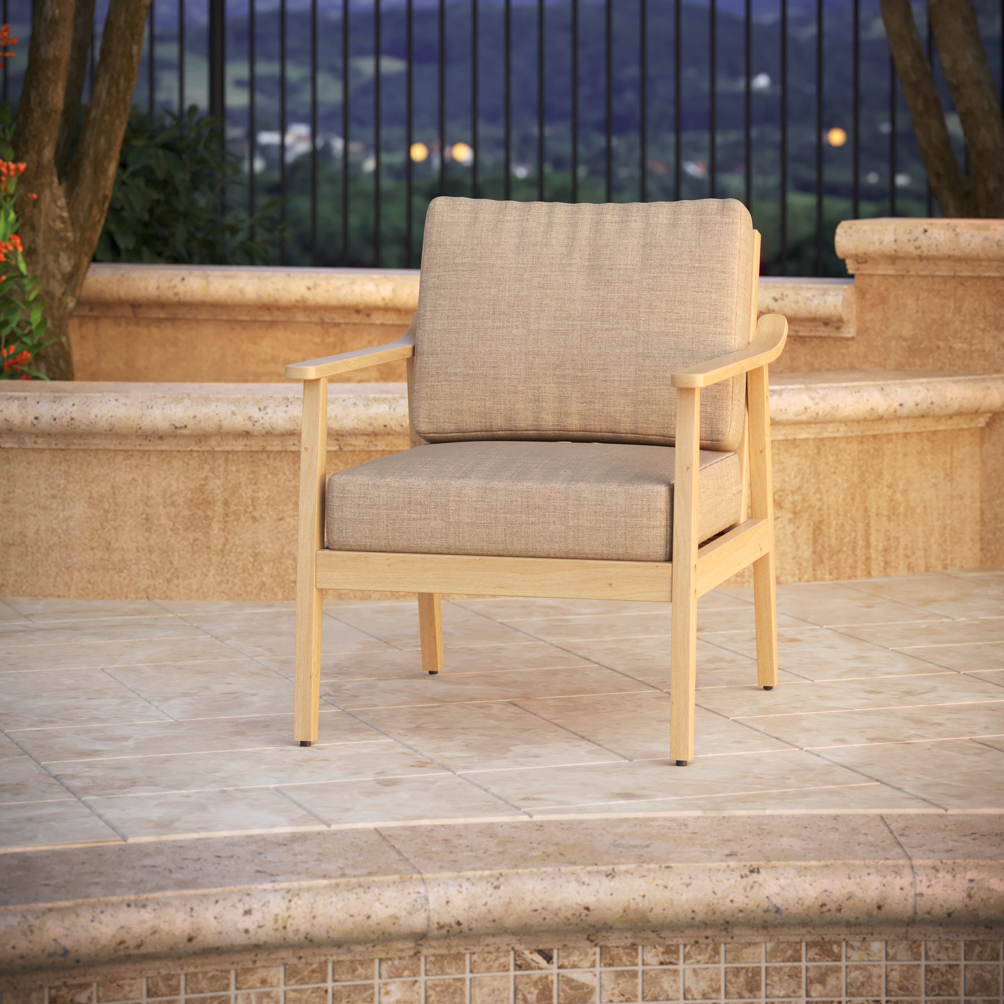 Lani Outdoor Sunbrella Seat/Back Cushion, Cast Ash Sunbrella® Plainweave