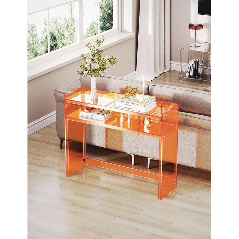 Acrylic Console Table, Orange