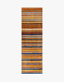 Runner Striped Wool Hand Knotted 70cm X 240cm Area Rug