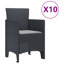 Ensemble de salle à manger de jardin 11 pièces vidaXL en polypropylène anthracite-2000187997-2000187999-2000187987