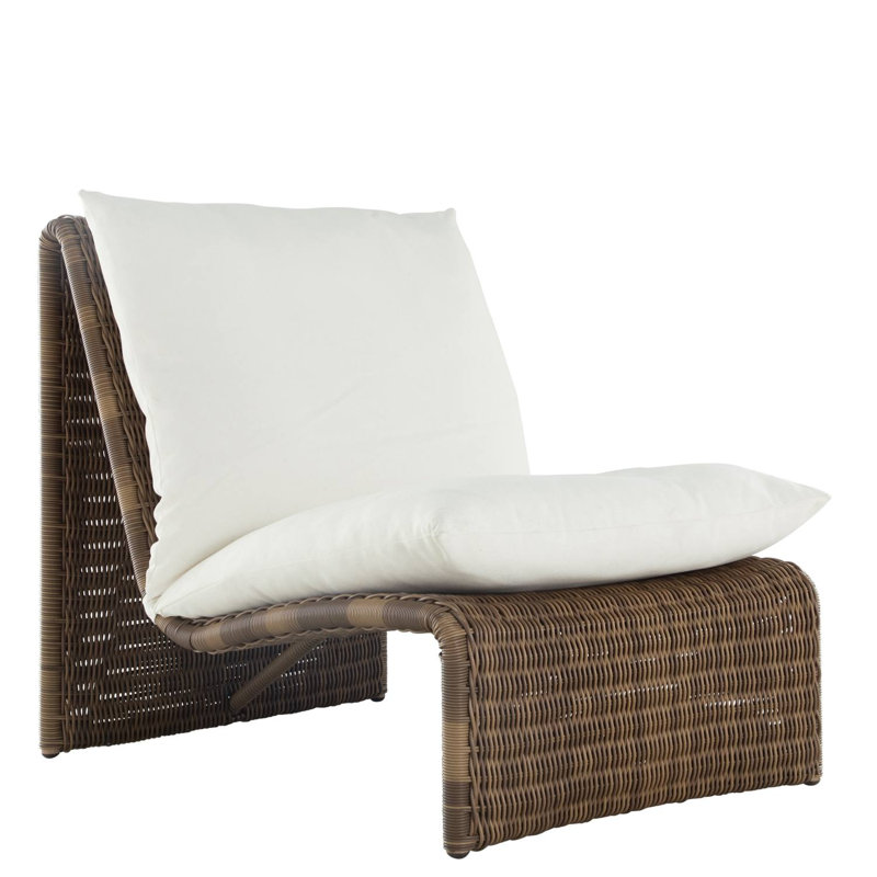 Como 30" W Patio Chair with Cushions, No Welt, Raffia, Linen Snow